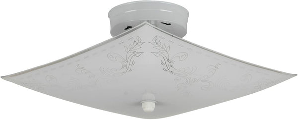 Sunlite 12” Square Classic White Glass Finish Ceiling Fixture
