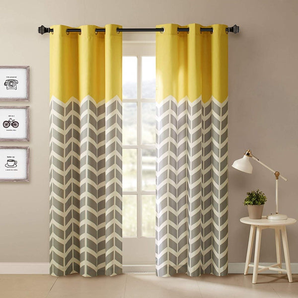 Elaine Chevron Printed Grommet Top Curtain Panels