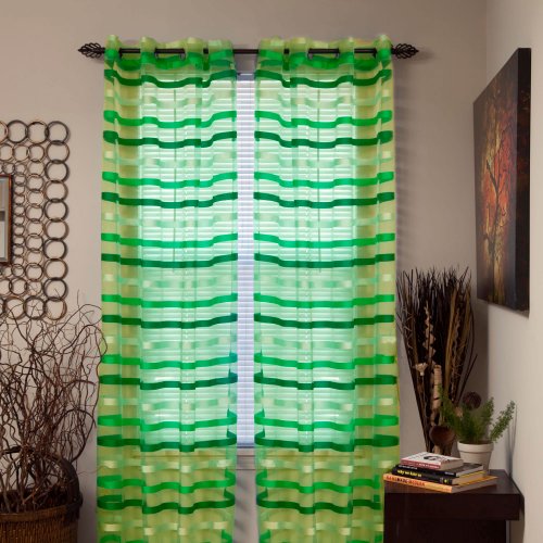 Bedford Home Sonya Grommet Single Curtain Panel, Green