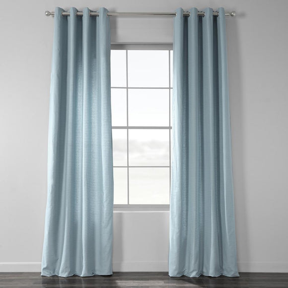 EFF Bark Weave Solid Grommet Window Curtain, Dusky Blue 50