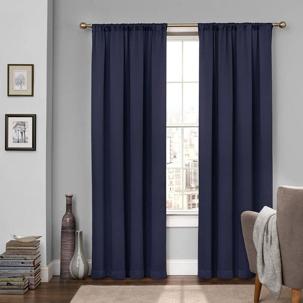 Eclipse Therma-Back Microfiber Grommet Blackout Window Panel, Navy Blue