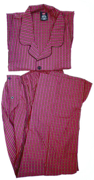 Hanes Men’s Woven Plain-Weave Pajama Set, Red Plaid, XL