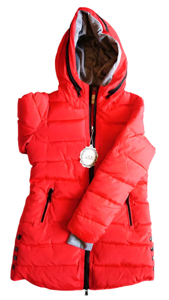 Meimei Women's Long Puffy Red Parka