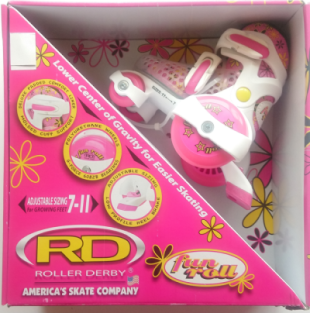 Roller Derby Fun Roll Girls' Quad Skates-S (7-11)/Pink & White
