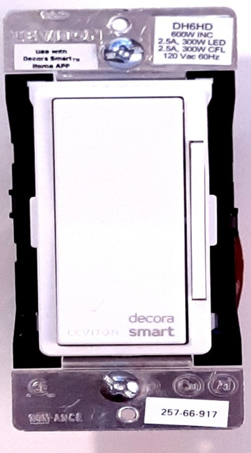 Leviton 600 Watts Decora Smart Dimmer - White