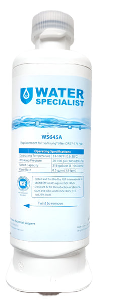 WaterSpecialist WS645A Replacement for Samsung DA97-17376B Refrigerator Water Filter (Pack of 3)