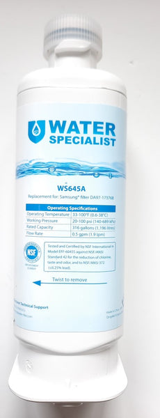 WaterSpecialist WS645A Replacement for Samsung DA97-17376B Refrigerator Water Filter (Pack of 3)