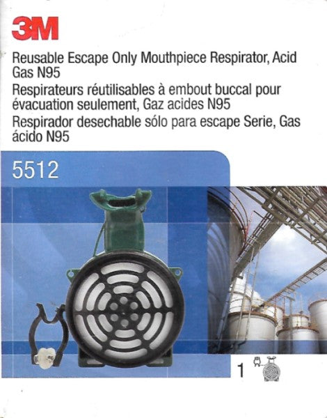 3M Reusable Escape Only Mouthpiece Respirator, Acid Gas N95