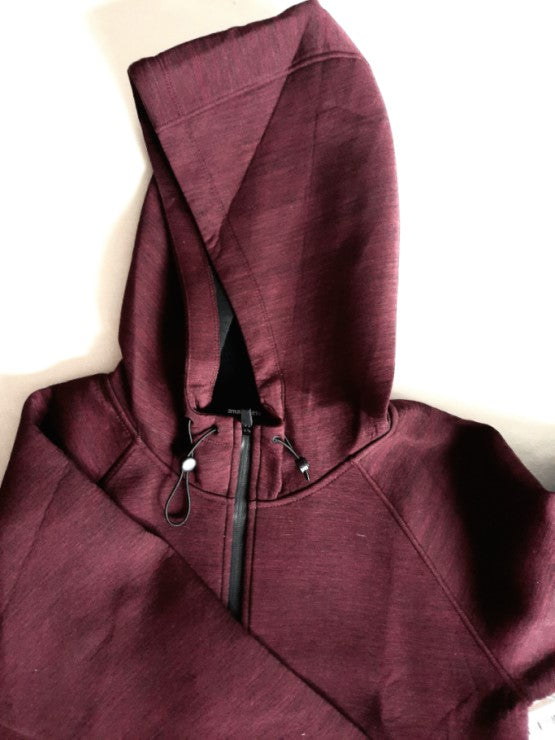 Amazon Essentials Women’s Bonded Tech Fleece Full-Zip Hooded Jacket, Burgundy Spacedye, Small