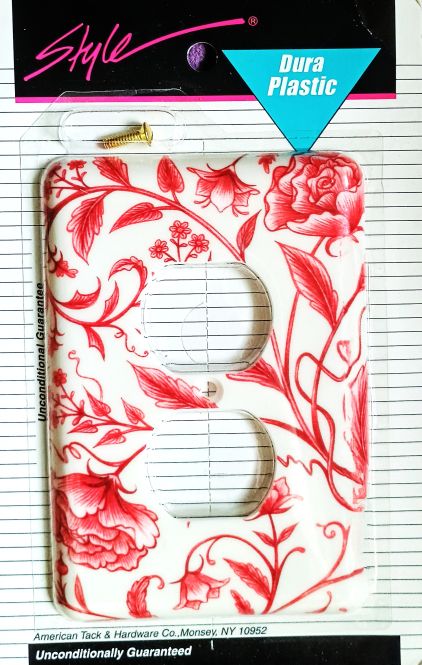 American Tack Red Floral Single Duplex Outlet Wall plate