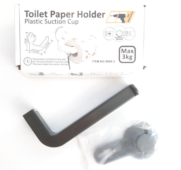 Black Plastic Modern Toilet Paper Holder with Suction Cup