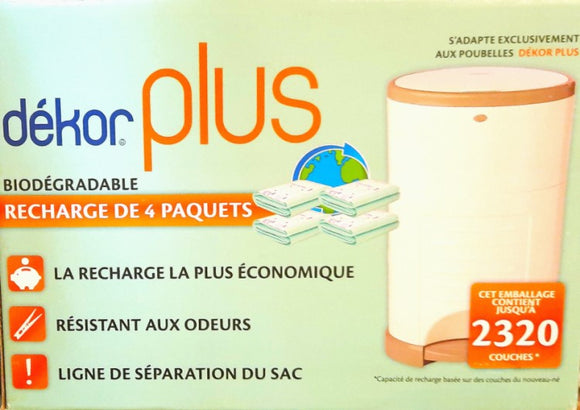 Diaper Dekor Plus Diaper Pail Liner Refills Biodegradable, 4 Count