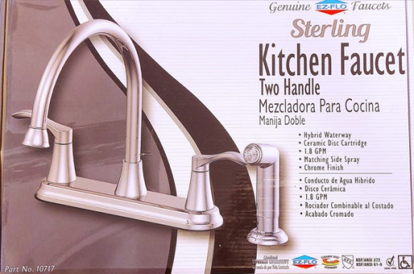 EZ-FLO Sterling High-Arc Two-Handle Kitchen Faucet with Side Spray, Chrome