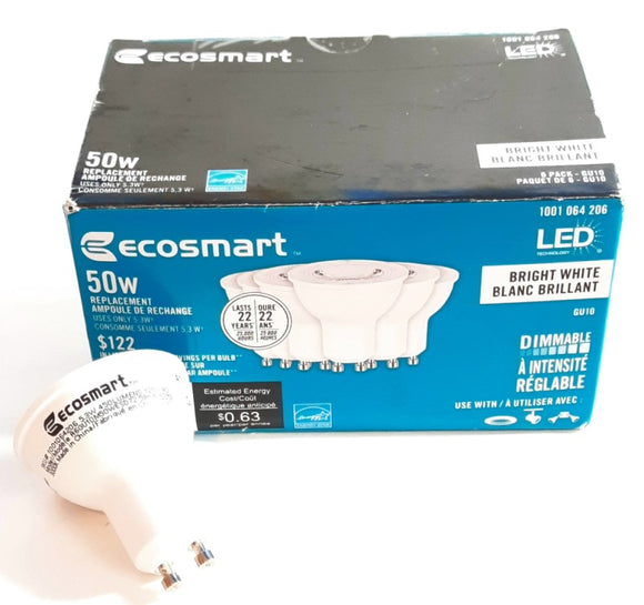 Ecosmart 50W Equivalent GU10 Dimmable LED Light Bulbs, 6-Pack