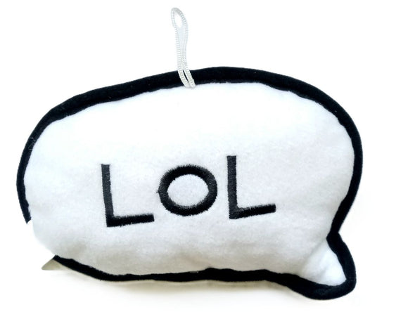 Fab Dog Call Out Plush Dog Toy, LoL White/Black