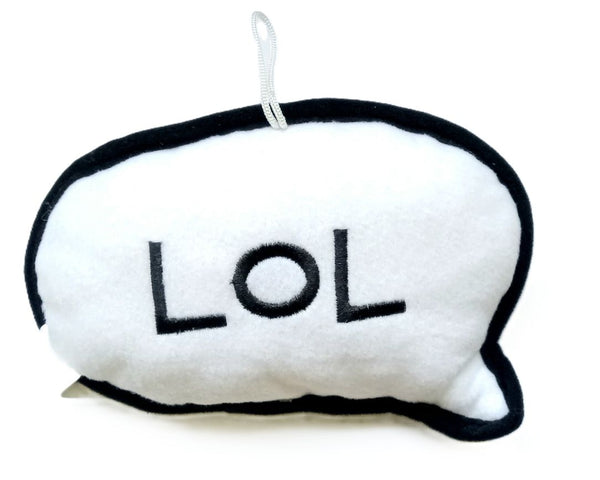 Fab Dog Call Out Plush Dog Toy, LoL White/Black