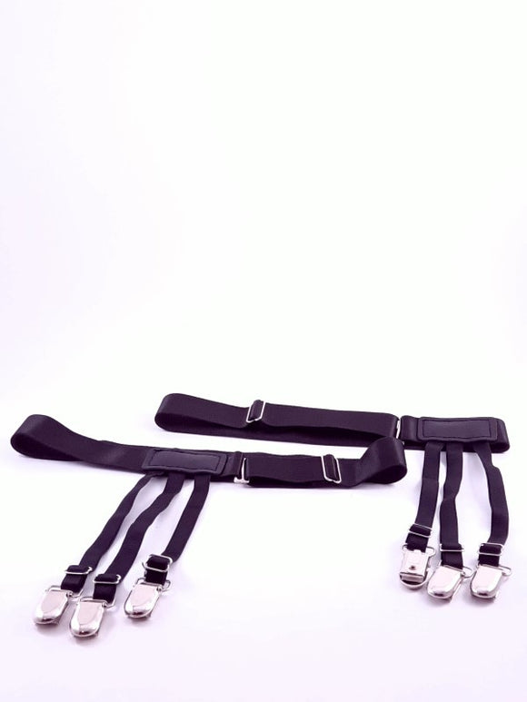 Garter Style Shirt Stays – Adjustable Elastic Shirt Garters  Suspenders with Locking, Non-Slip Clips (1-Pair)