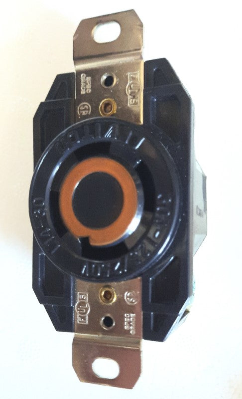 Leviton 30 Amp, 125250 Volt, Flush Mounting Locking Receptacle, Grounding, V-0-MAX (Black)