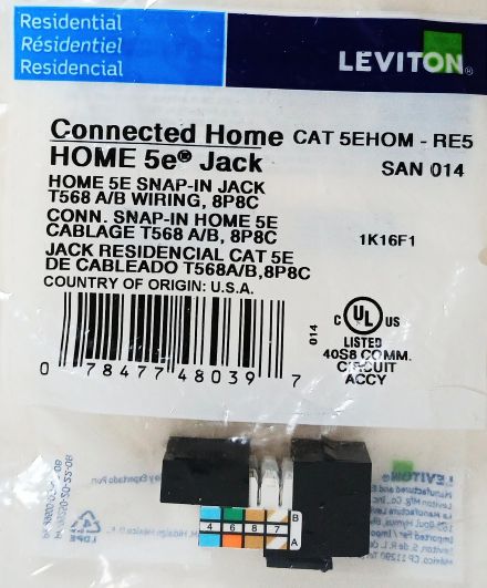 Leviton Home 5E Snap-in Jack