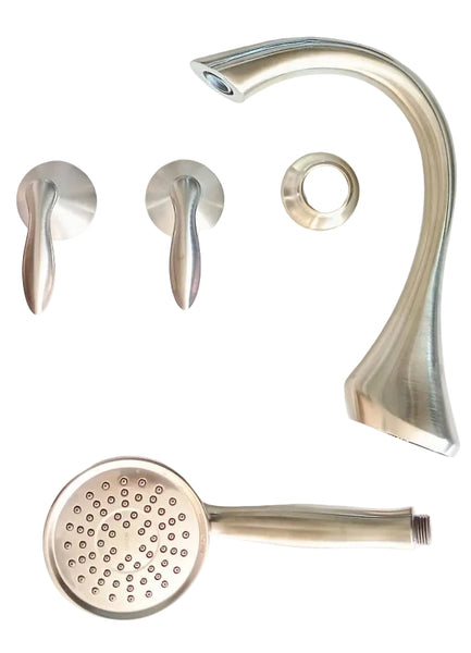 Moen EVA Two-Handle Roman Tub Faucet with Hand shower, Brushed Nickel