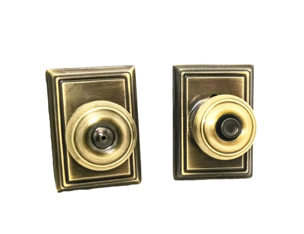 Schlage Georgian Bed & Bath Lock Knob with Addison trim, Antique Brass