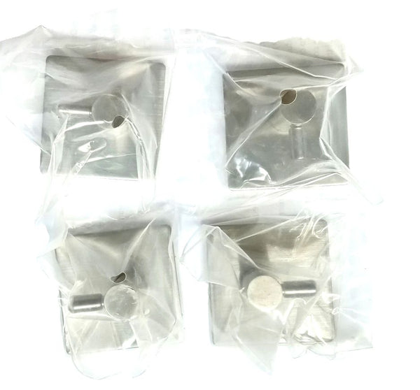 Solid Self-Adhesive Stainless-Steel Wall Hook 3M Adhesive back, 4 Pack