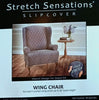 Stretch Sensation Ogee Wing Chair Slipcover, Grape