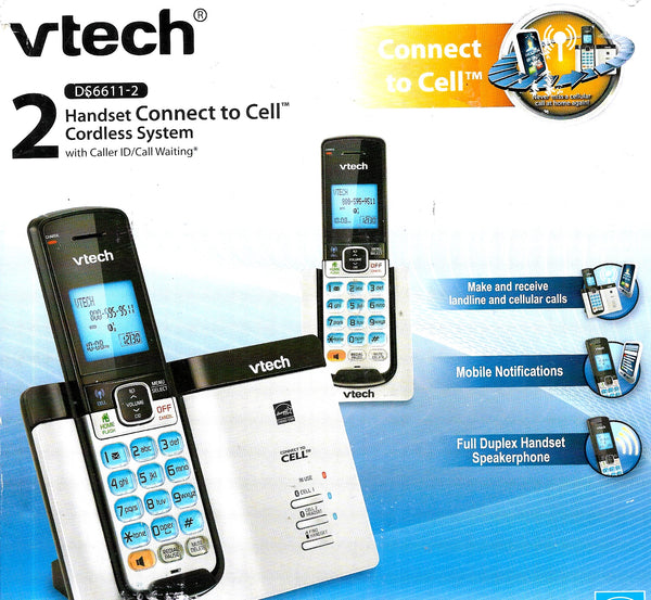 Vtech DECT 6.0 2 Cordless Phones with Bluetooth Connect-to-Cell