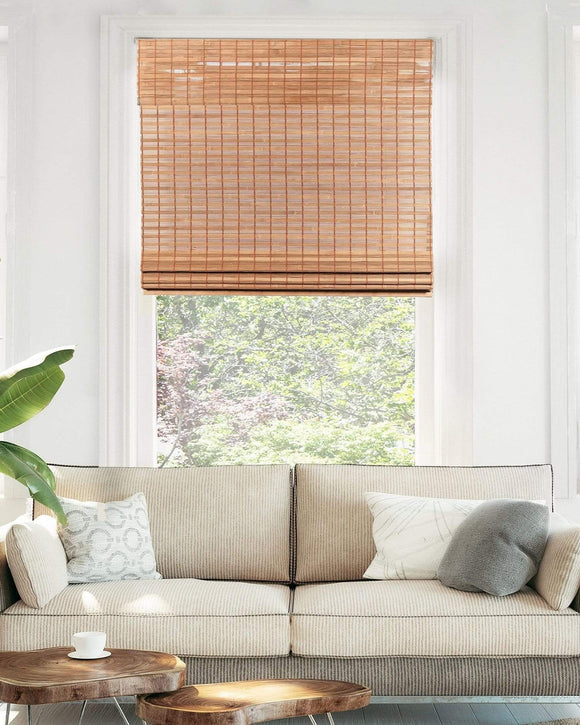 Chicology Light Filtering Cordless Bamboo Roman Shades, with Valance 23