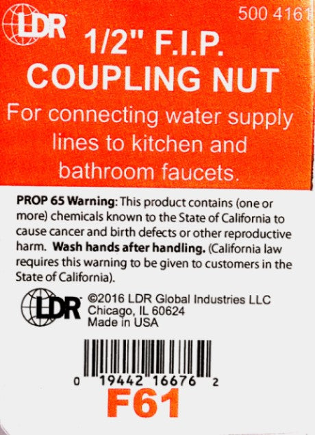 LDR 1/2-Inch F.I.P Faucet Coupling Nut