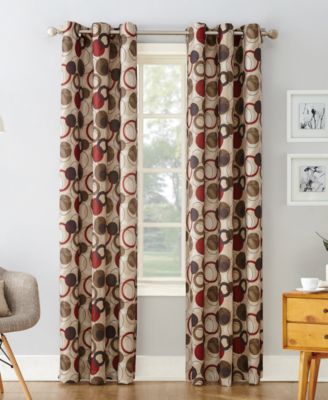 No. 918 Celestial Geometric Print Grommet Curtain Panel, Paprika Red ,48" x 84