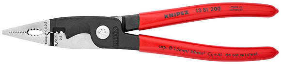 Knipex Tools 13 81 8, 4 in 1 Electrical Installation Pliers with Dipped Handle, Red