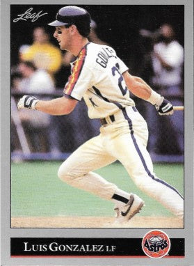 1992 Leaf Baseball Card #160 Luis Gonzalez