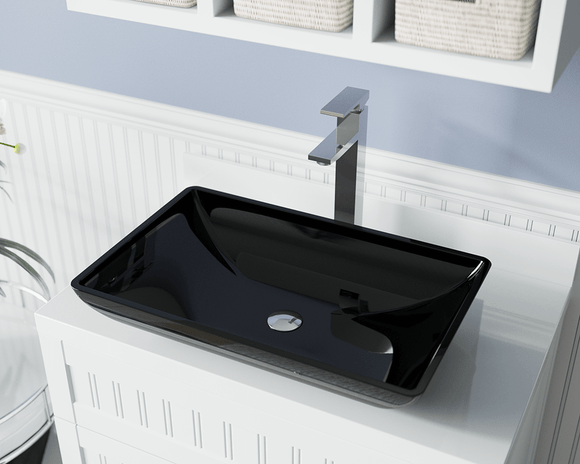 MRdirect 640-Black Colored Glass Vessel Bathroom Sink