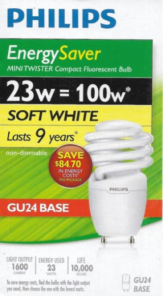 Philips Lighting Mini Twister 23W GU24 CFL Bulb, Soft White