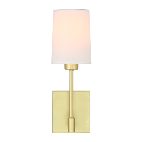 1 Light Wall Lamp Sconces Wall Lighting with Fabric Shade, Satin Brass