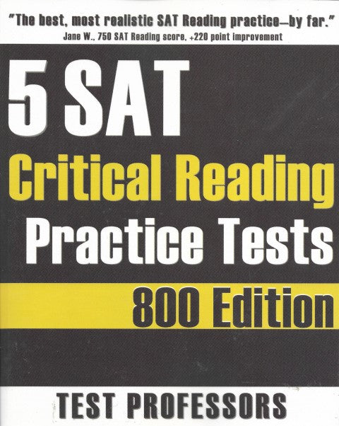 5 SAT Critical Reading Practice Tests - Front cover