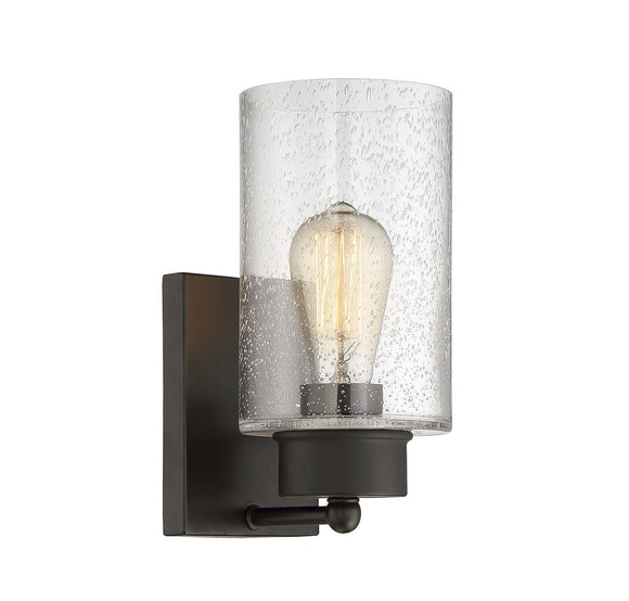 Meridian Seeded Glass 1 Light Sconce - Oil Rubbed Bronze