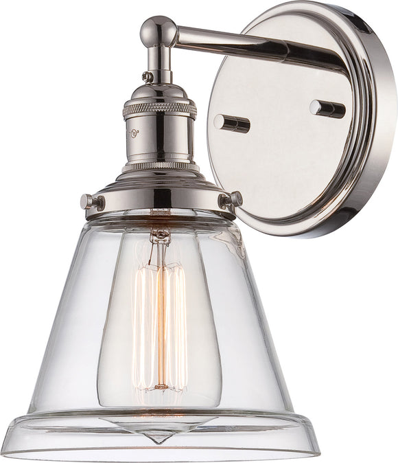 Nuvo Lighting 60/5412 Vintage One Light Wall Sconce Cone Clear Glass with Step