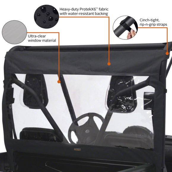 Quad Gear UTV Rear Windshield / Window for Polaris Ranger, Black