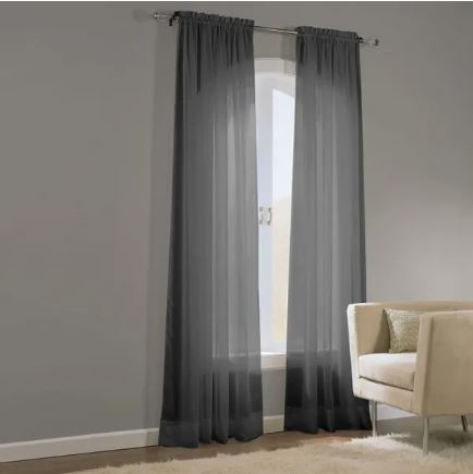 Adrien Lewis Basic Elegance Solid Sheer Rod Pocket Curtain Panels