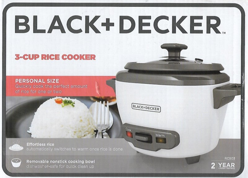 BLACK+DECKER Personal Size Rice Cooker, 3 Cups White, RC503 – Near New  Express