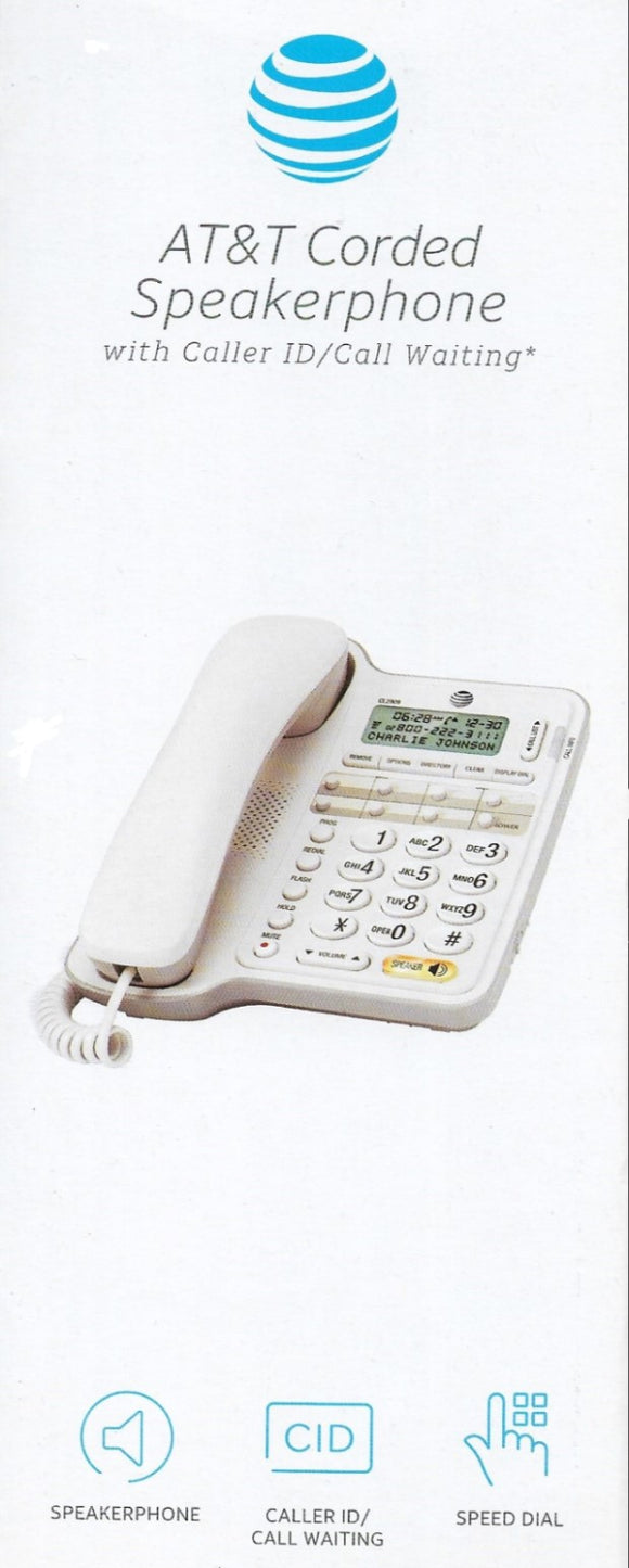 AT&T Corded Phone With Caller ID / Call Waiting, White - open packing