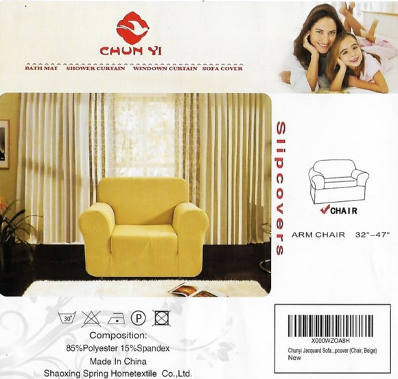 CHUN YI Universal 2-Piece Jacquard High Stretch Armchair Cover 