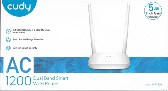 Cudy Dual Band Smart Wi-Fi Router Wireless Ac 1200mbps Router 300 Mbps