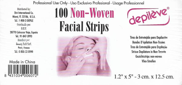 Depileve Non-Woven Facial Strips, 5 Ounce 100 pack