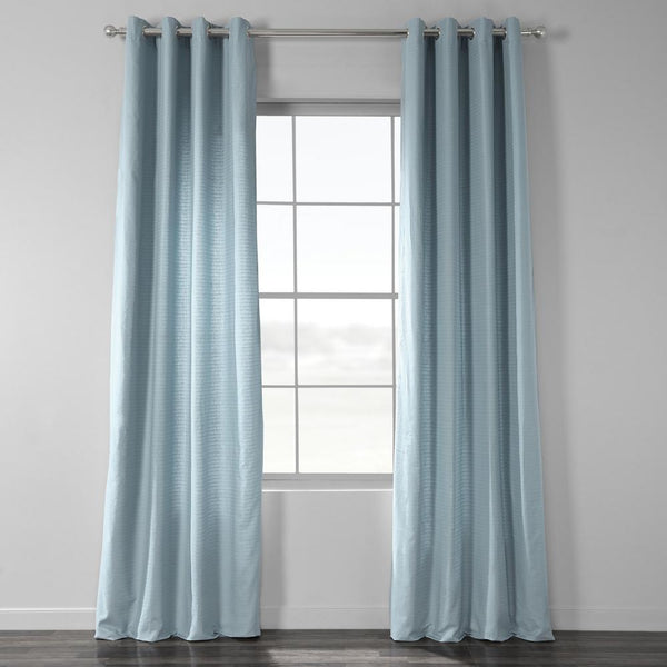 EFF Bark Weave Solid Grommet Window Curtain, Dusky Blue 50" x 120"