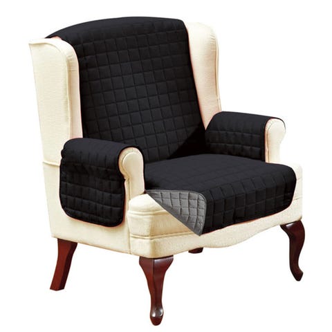 Elegant Comfort Quilted Reversible Furniture Protector, Wing Recliner Black / Grey