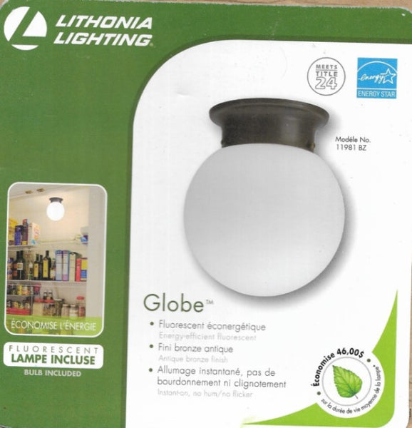 Lithonia Lighting Round 6-Inch Ceiling Globe, Antique Bronze