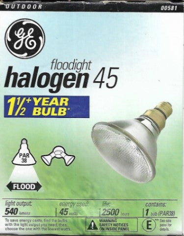 Ge Outdoor Halogen Floodlight 45W PAR38 Light Bulb